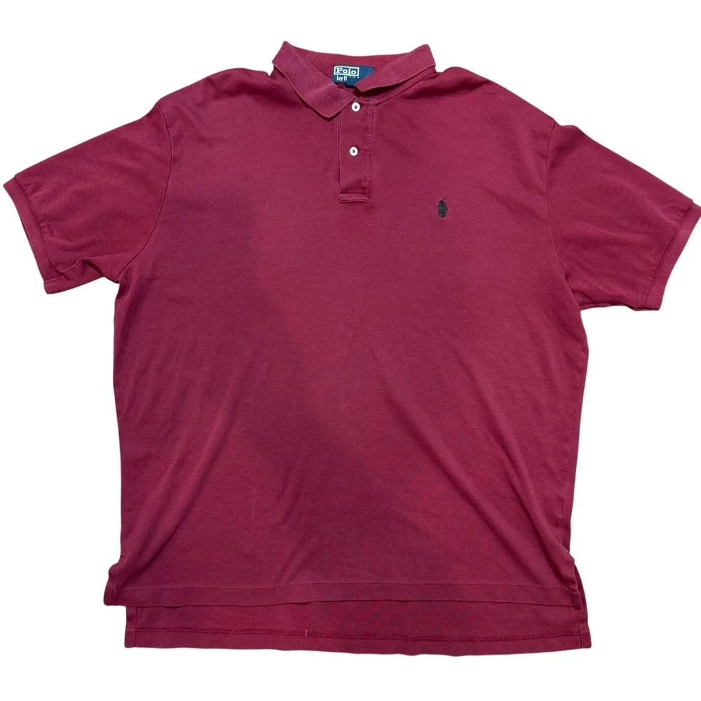 Polo Ralph Lauren Mens XL‎ Burgundy Maroon Short Sleeve Pique Polo Shirt Cotton